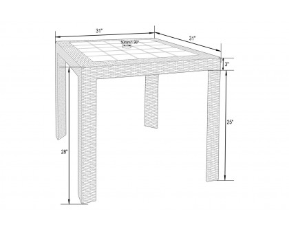 LeisureMod Kent Outdoor White Table With 2 Black Chairs Dining Set - White/Black