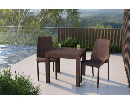 LeisureMod Kent Outdoor Dining Chair - Brown