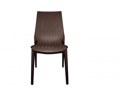 LeisureMod Kent Outdoor Dining Chair - Brown