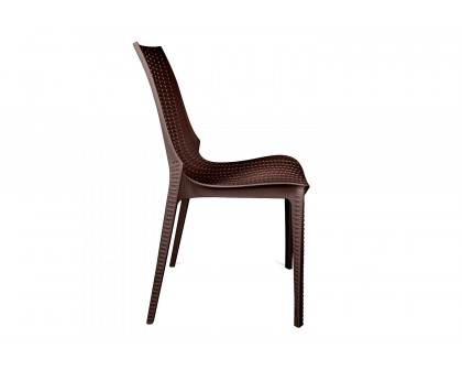 LeisureMod Kent Outdoor Dining Chair - Brown