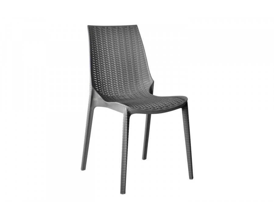 LeisureMod Kent Outdoor Dining Chair - Gray