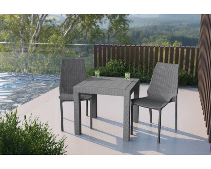 LeisureMod Kent Outdoor Dining Chair - Gray