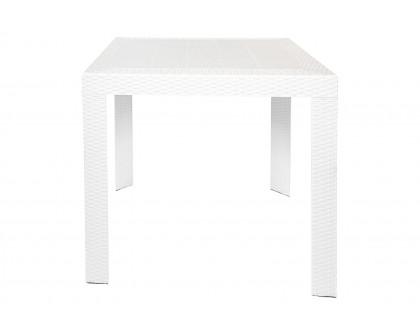 LeisureMod Kent Outdoor White Table With 2 Gray Chairs Dining Set - White/Gray