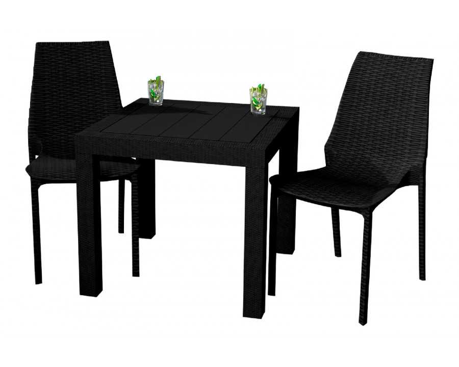 LeisureMod Kent Outdoor Dining Set With 2 Chairs