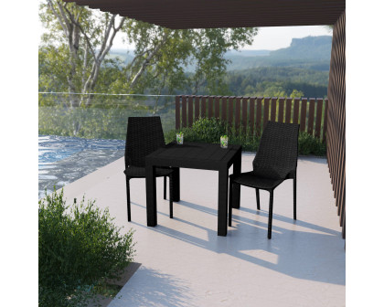 LeisureMod Kent Outdoor Dining Set With 2 Chairs