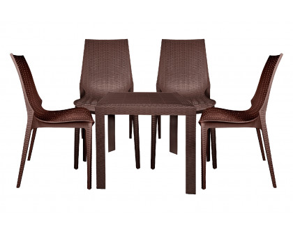 LeisureMod Kent Outdoor Dining Set With 2 Chairs