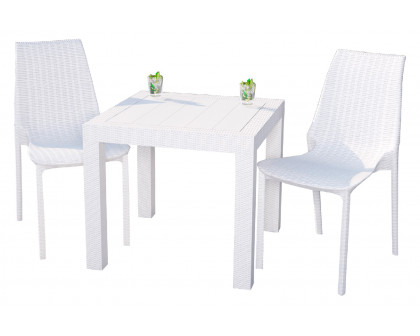 LeisureMod Kent Outdoor Dining Set With 2 Chairs