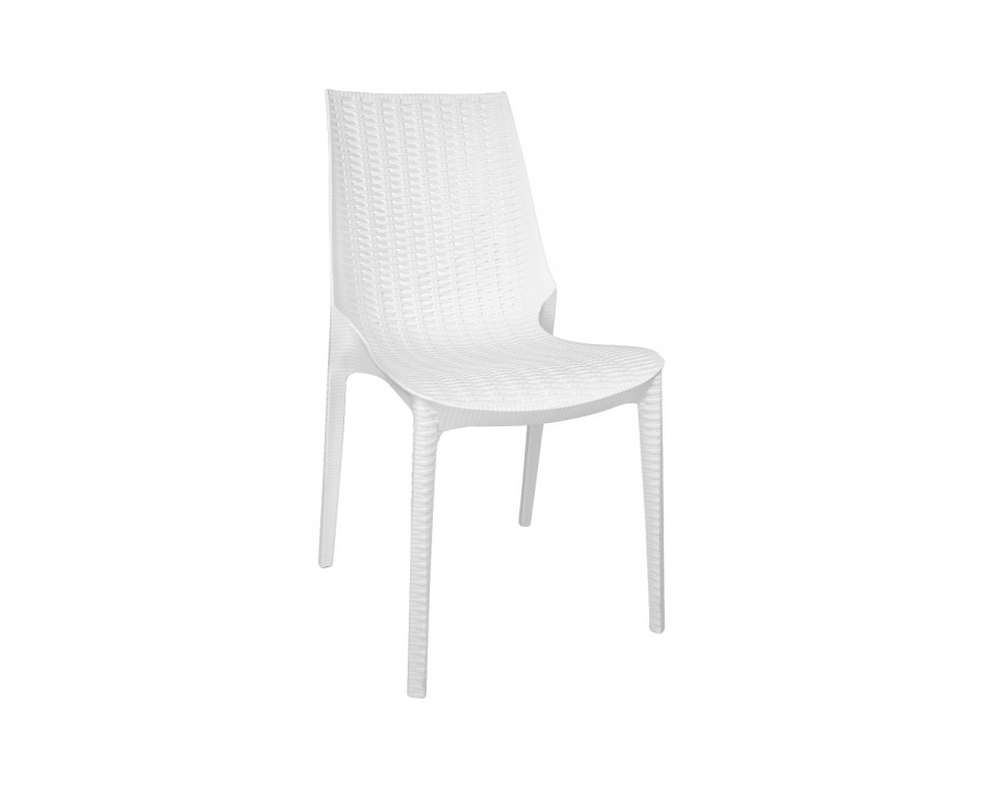 LeisureMod Kent Outdoor Dining Chair - White