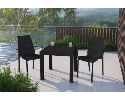 LeisureMod Kent Outdoor Dining Arm Chair - Black