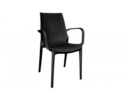 LeisureMod Kent Outdoor Dining Arm Chair - Black