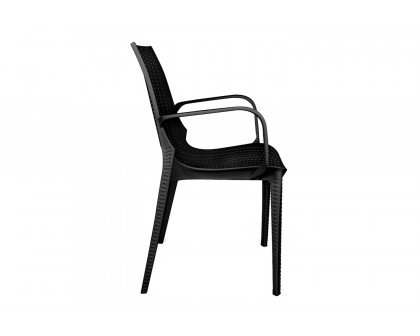 LeisureMod Kent Outdoor Dining Arm Chair - Black