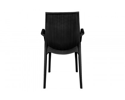 LeisureMod Kent Outdoor Dining Arm Chair - Black