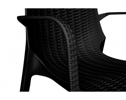 LeisureMod Kent Outdoor Dining Arm Chair - Black