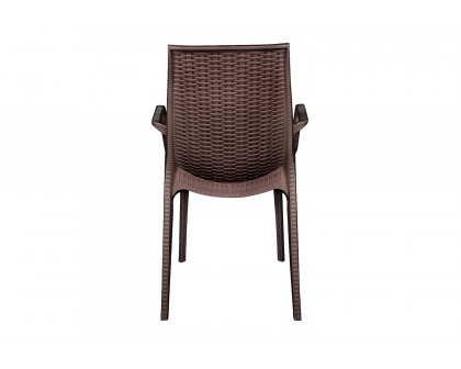 LeisureMod Kent Outdoor Dining Arm Chair - Brown