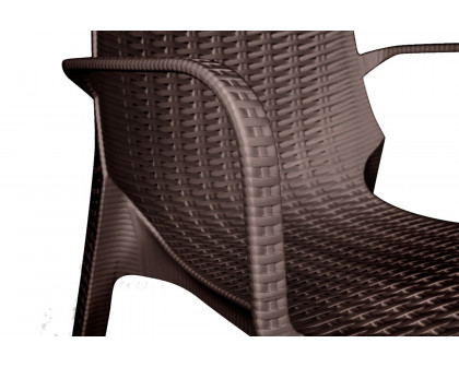 LeisureMod Kent Outdoor Dining Arm Chair - Brown