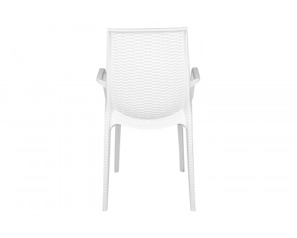 LeisureMod Kent Outdoor Dining Arm Chair - White