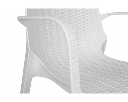 LeisureMod Kent Outdoor Dining Arm Chair - White