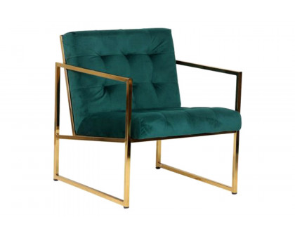 LeisureMod Lexington Tufted Velvet Accent Armchair with Gold Frame