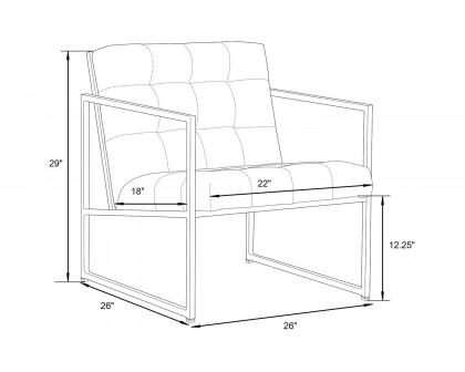 LeisureMod™ Lexington Tufted Velvet Accent Armchair with Gold Frame - Fossil/Gray