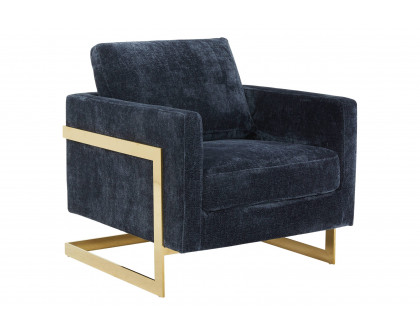 LeisureMod - Lincoln Velvet Accent Armchair with Gold Frame