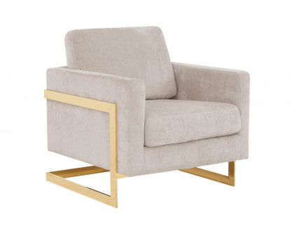 LeisureMod - Lincoln Velvet Accent Armchair with Gold Frame