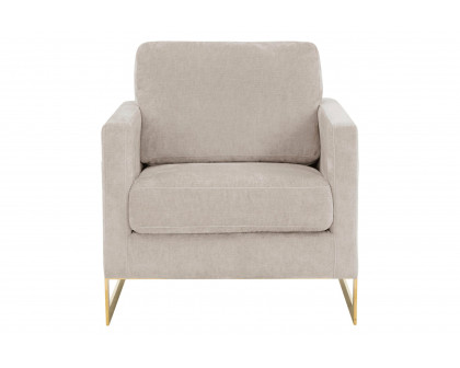 LeisureMod Lincoln Boucle Fabric Accent Armchair Gold Stainless Steel Frame - Gray