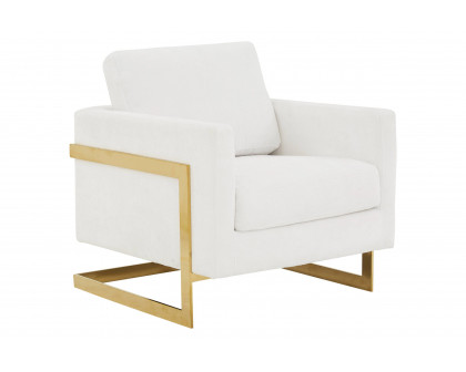 LeisureMod - Lincoln Velvet Accent Armchair with Gold Frame