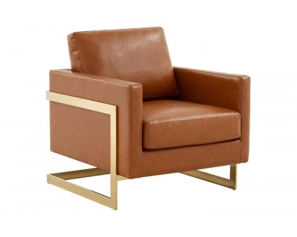 LeisureMod - Lincoln Velvet Accent Armchair with Gold Frame