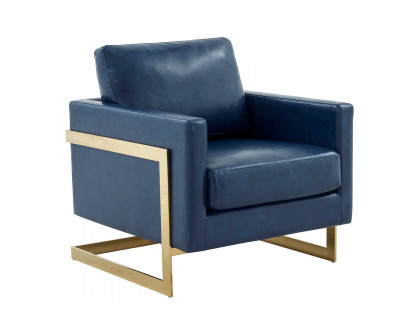 LeisureMod - Lincoln Velvet Accent Armchair with Gold Frame