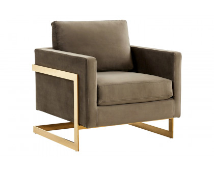 LeisureMod - Lincoln Velvet Accent Armchair with Gold Frame