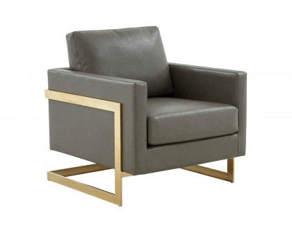 LeisureMod - Lincoln Velvet Accent Armchair with Gold Frame