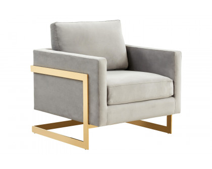 LeisureMod - Lincoln Velvet Accent Armchair with Gold Frame