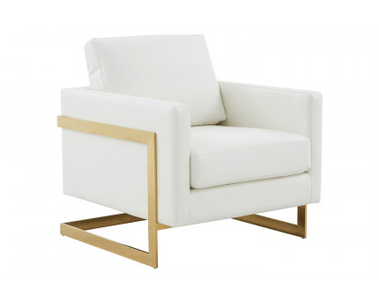 LeisureMod - Lincoln Velvet Accent Armchair with Gold Frame