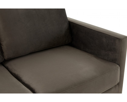 LeisureMod Lincoln Velvet Loveseat with Gold Frame - Dark Gray