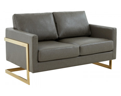 LeisureMod Lincoln Velvet Loveseat with Gold Frame