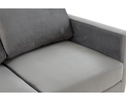 LeisureMod Lincoln Velvet Loveseat with Gold Frame - Light Gray