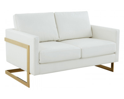 LeisureMod Lincoln Velvet Loveseat with Gold Frame