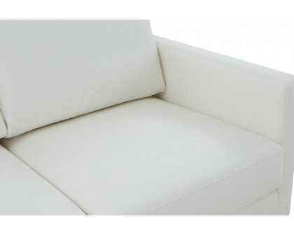 LeisureMod Lincoln Leather Loveseat with Gold Frame - White