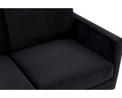 LeisureMod Lincoln Velvet Sofa with Gold Frame - Midnight Black