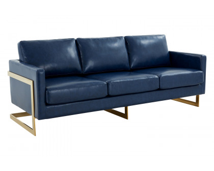 LeisureMod Lincoln Velvet Sofa with Gold Frame