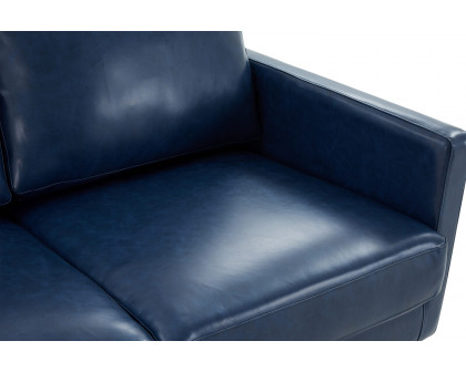 LeisureMod Lincoln Leather Sofa with Gold Frame - Navy Blue