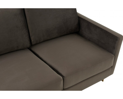 LeisureMod Lincoln Velvet Sofa with Gold Frame - Dark Gray