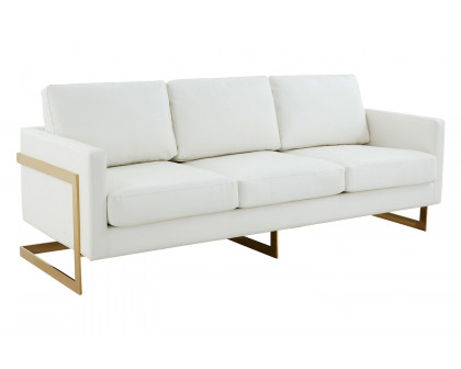 LeisureMod Lincoln Velvet Sofa with Gold Frame