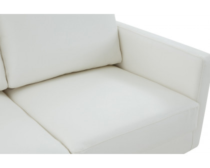 LeisureMod Lincoln Leather Sofa with Gold Frame - White