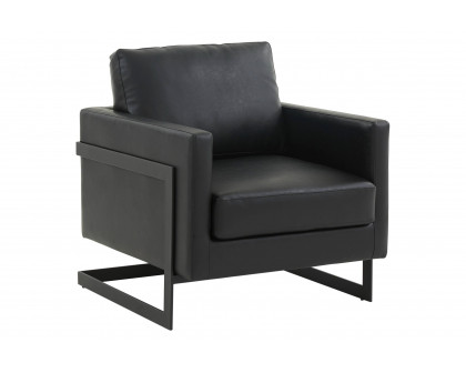 LeisureMod Lincoln Modern Leather Armchair with Black Steel Frame