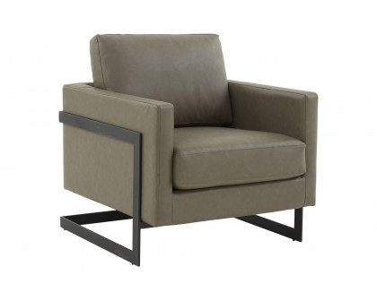 LeisureMod Lincoln Modern Leather Armchair with Black Steel Frame