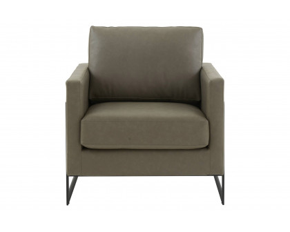 LeisureMod™ Lincoln Modern Leather Armchair with Black Steel Frame - Gray