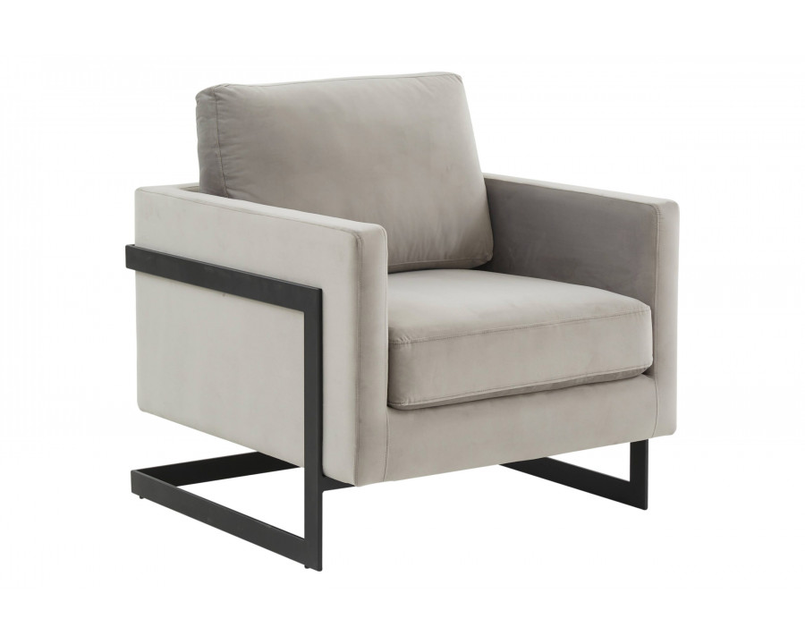 LeisureMod Lincoln Modern Leather Armchair with Black Steel Frame