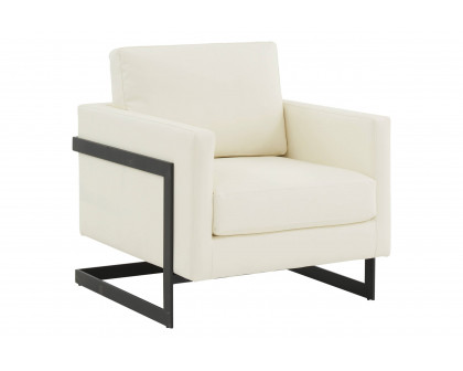 LeisureMod Lincoln Modern Leather Armchair with Black Steel Frame