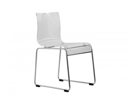 LeisureMod Lima Modern Acrylic Dining Chair with Chrome Base